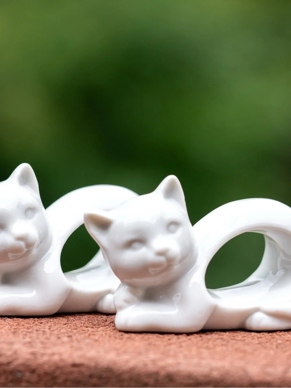 Vintage Japan White Porcelain Animal Napkin Rings Set of 8